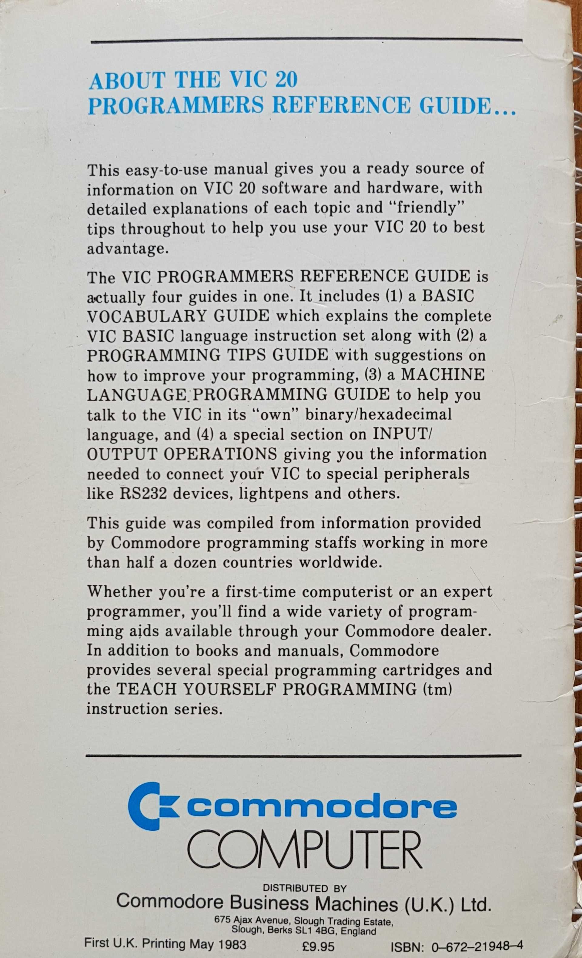 Picture of 0-672-21948-4 Vic-20 programmers reference guide by artist Unknown 